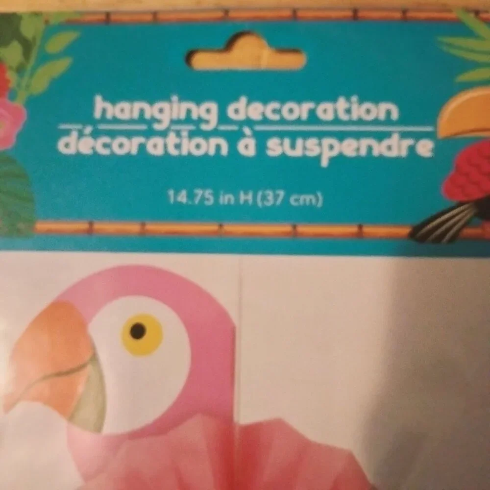 Hanging Parrot Pink Party Decoration Paper Tropical Decor Pool Beach Luau Tiki